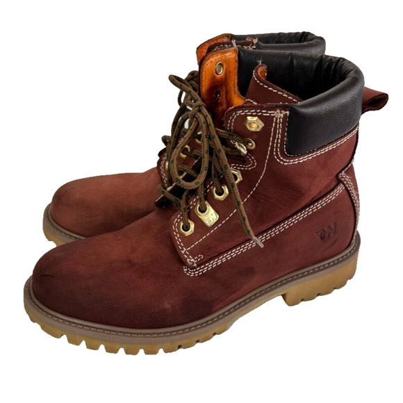 Weinbrenner Boots Women's 6 Rust Red Leather Lace Up Lugged Work Style - Picture 1 of 15